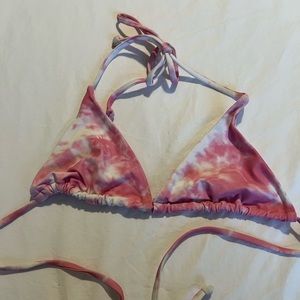 Pink Tie Dye Triangle Bikini Top